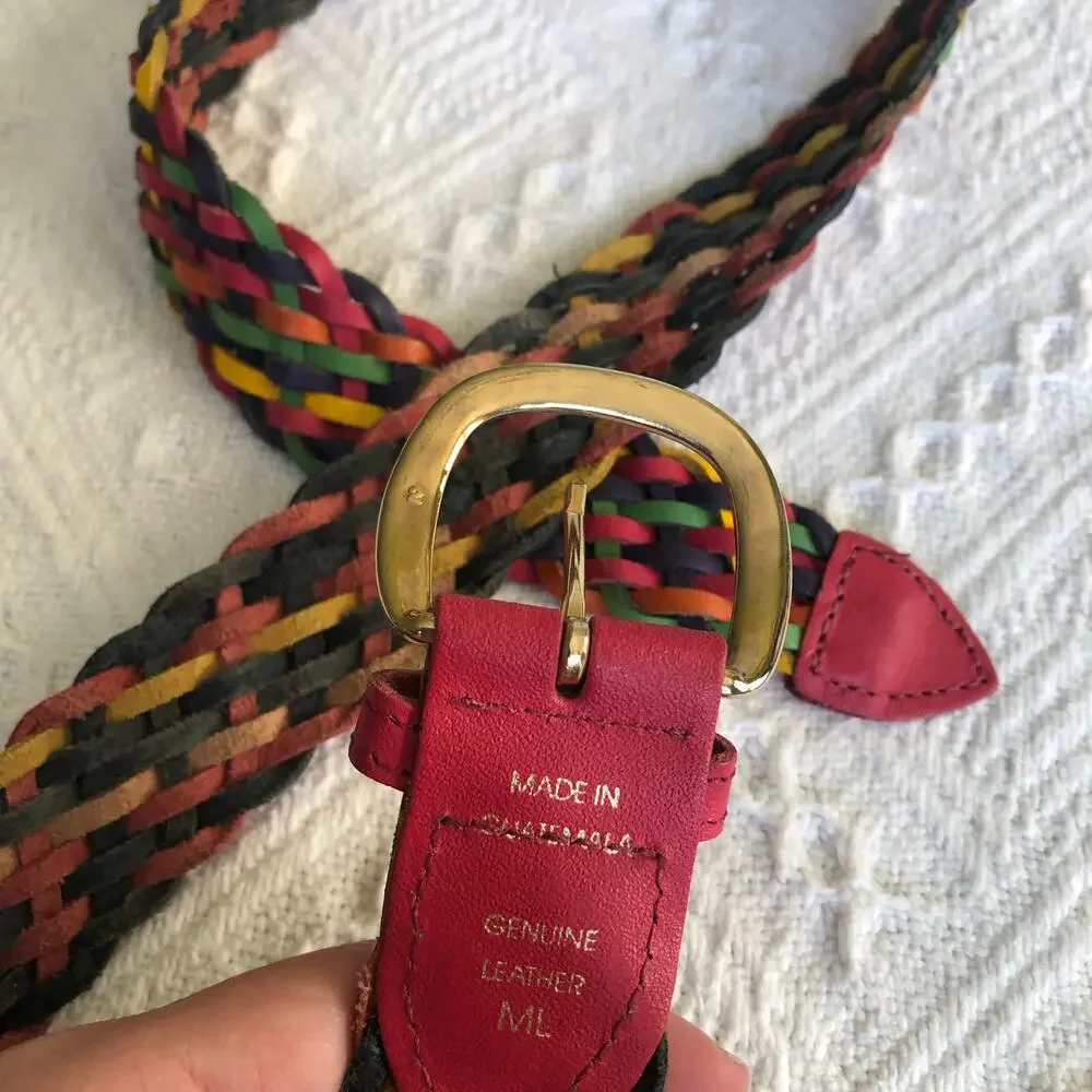 Y2K Rainbow Woven Leather Belt M/L 39